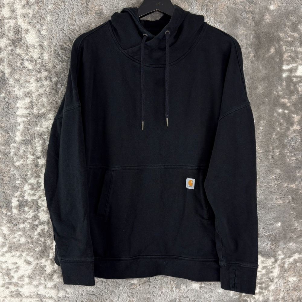 Carhart Kids Size L 12/14 Relaxed Fit Hooded Drawstring Minimalist‎ Hoodie Black